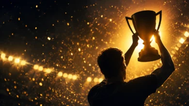 Ilustracyjna grafika piłkarska przedstawiająca neutralną sylwetkę trofeum w cieniu, bez oficjalnych znaków i logotypów.